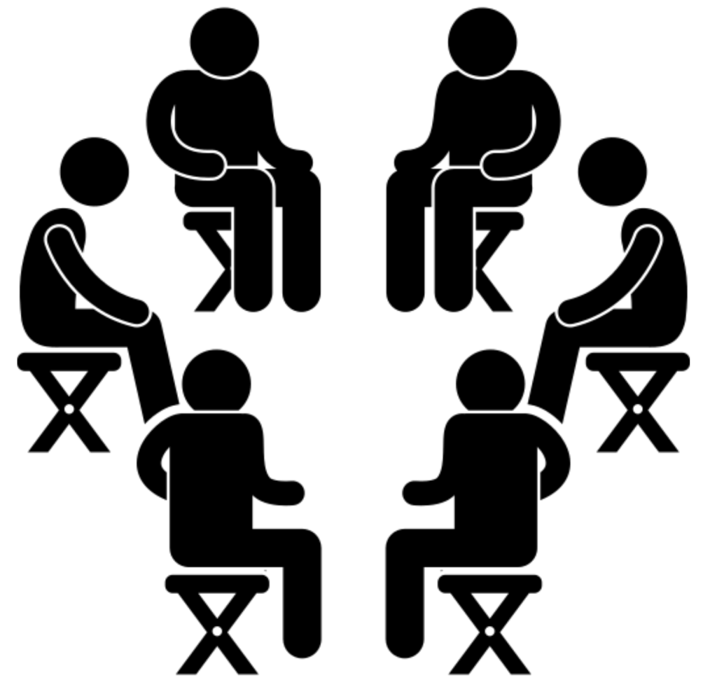 Six people sitting in a circle.